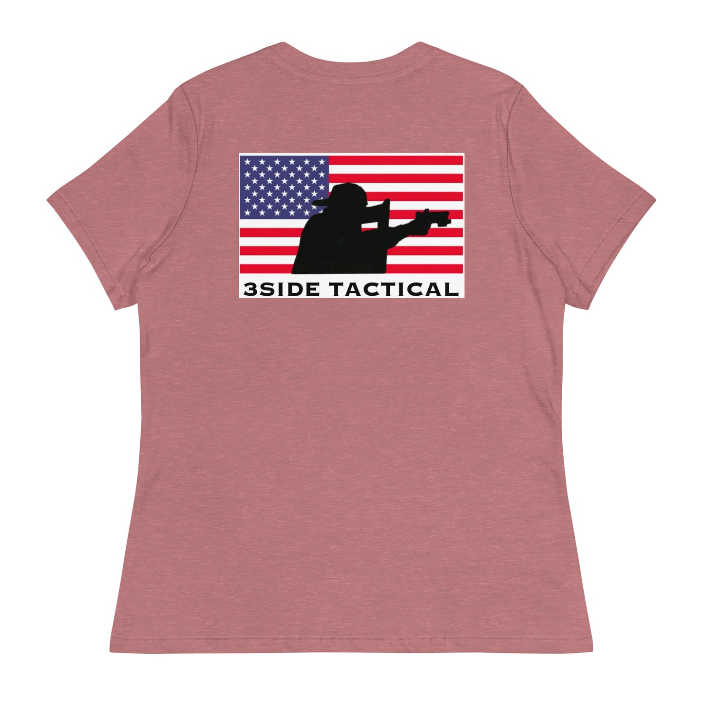 WOMANS 3SIDE RIFLE / SHIELD MAN AMERICAN FLAG RELAXED FIT SHORT SLEEVE T-SHIRT