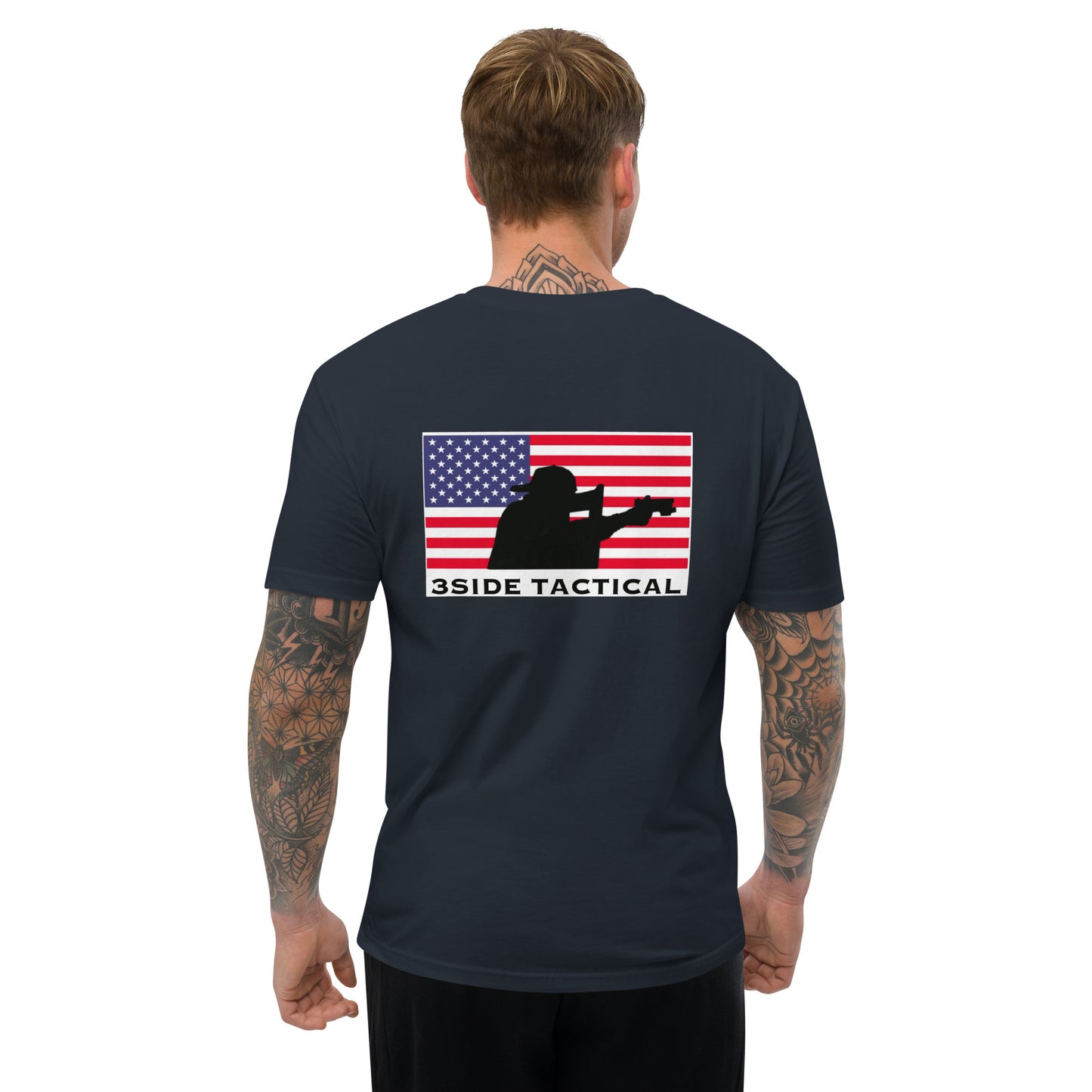 N/L 3SIDE SHIELD MAN AMERICAN FLAG SHORT SLEEVE T-SHIRT WHT