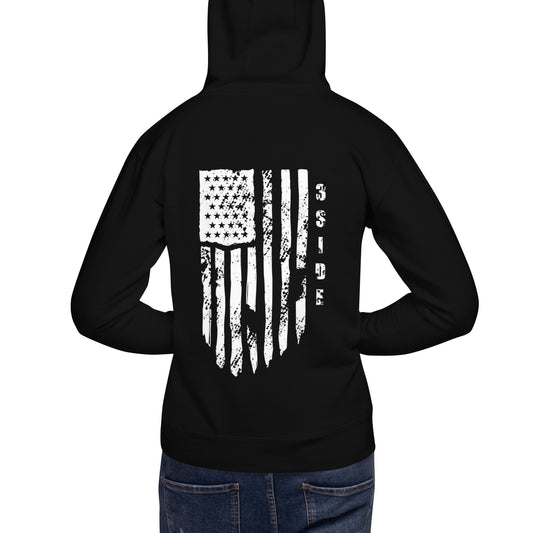 3SIDE SHIELD MAN / TATTERED FLAG HOODIE