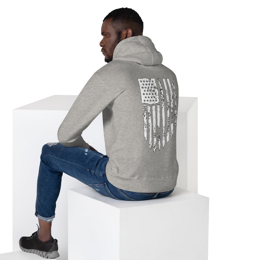 3SIDE SHIELD MAN / TATTERED FLAG HOODIE
