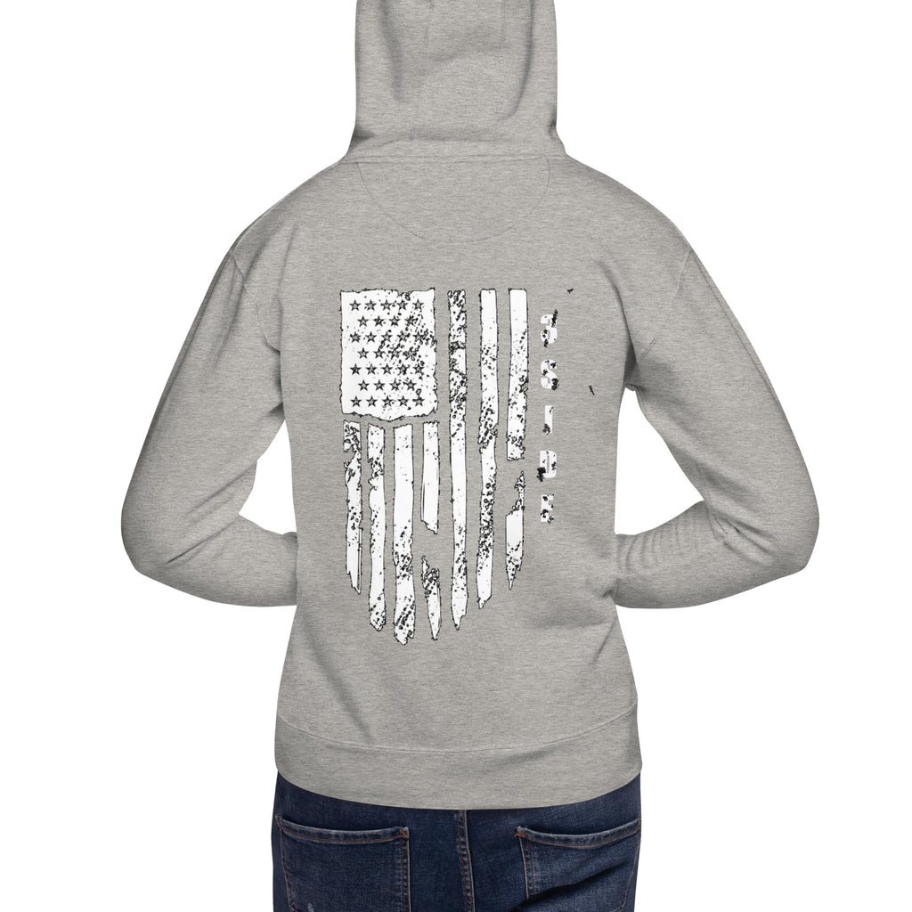 3SIDE SHIELD MAN / TATTERED FLAG HOODIE