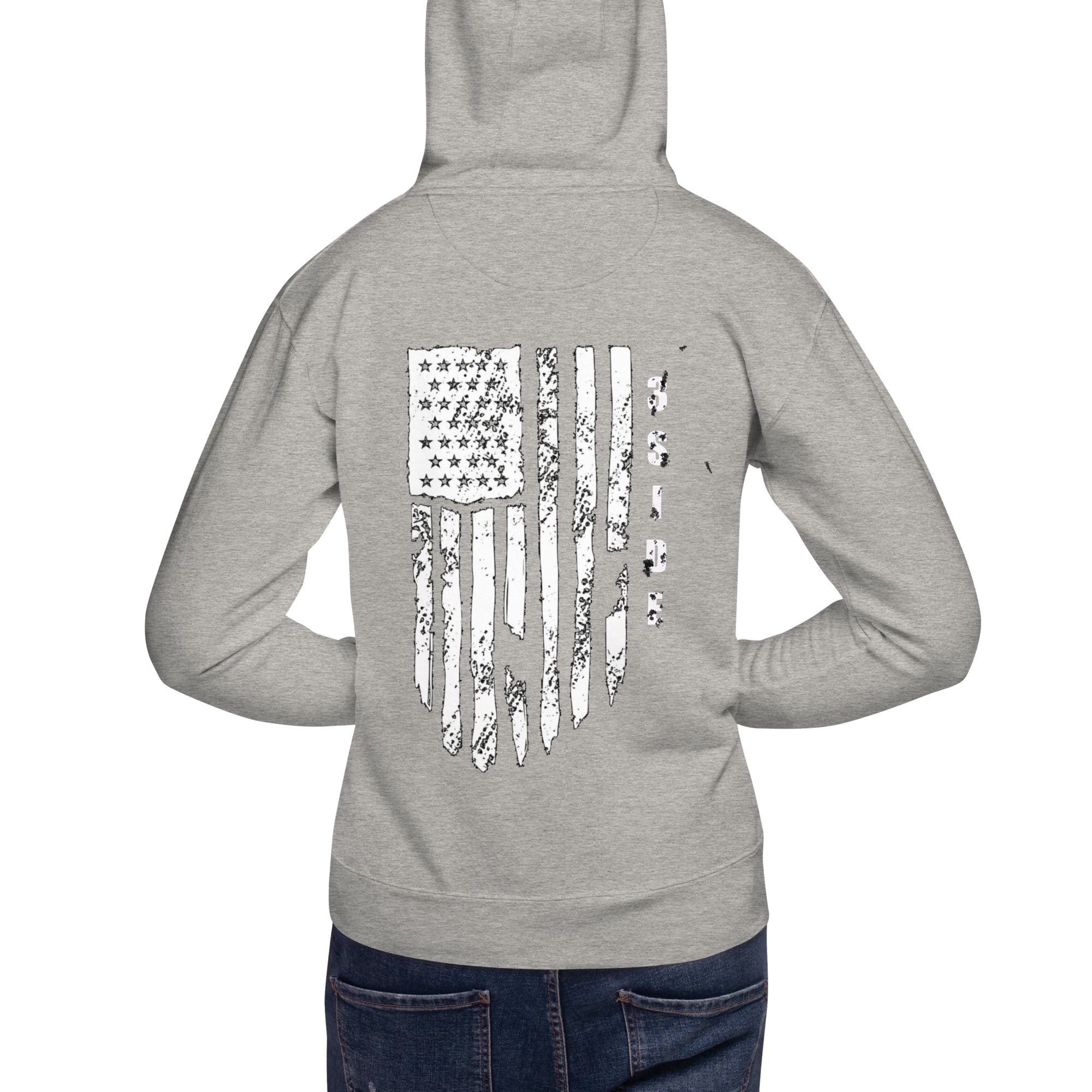 3SIDE SHIELD MAN / TATTERED FLAG HOODIE