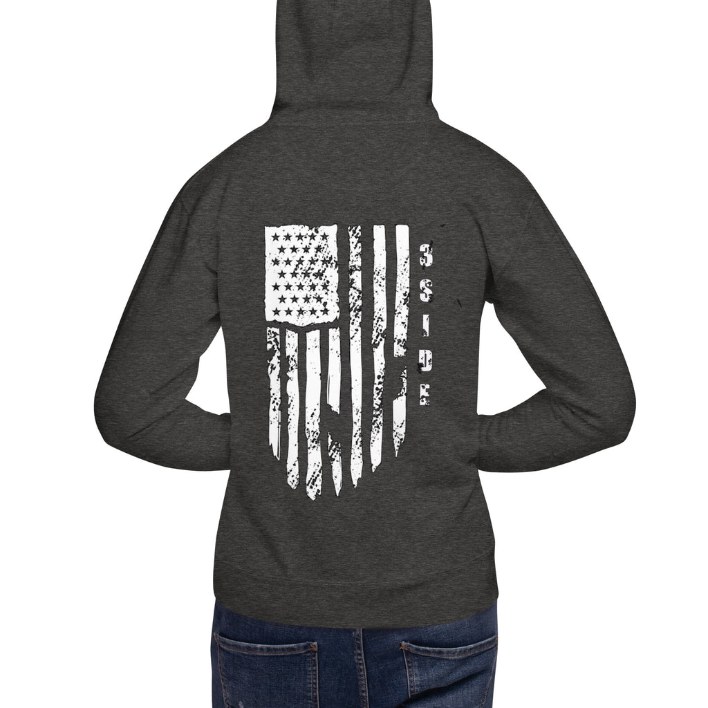 3SIDE SHIELD MAN / TATTERED FLAG HOODIE