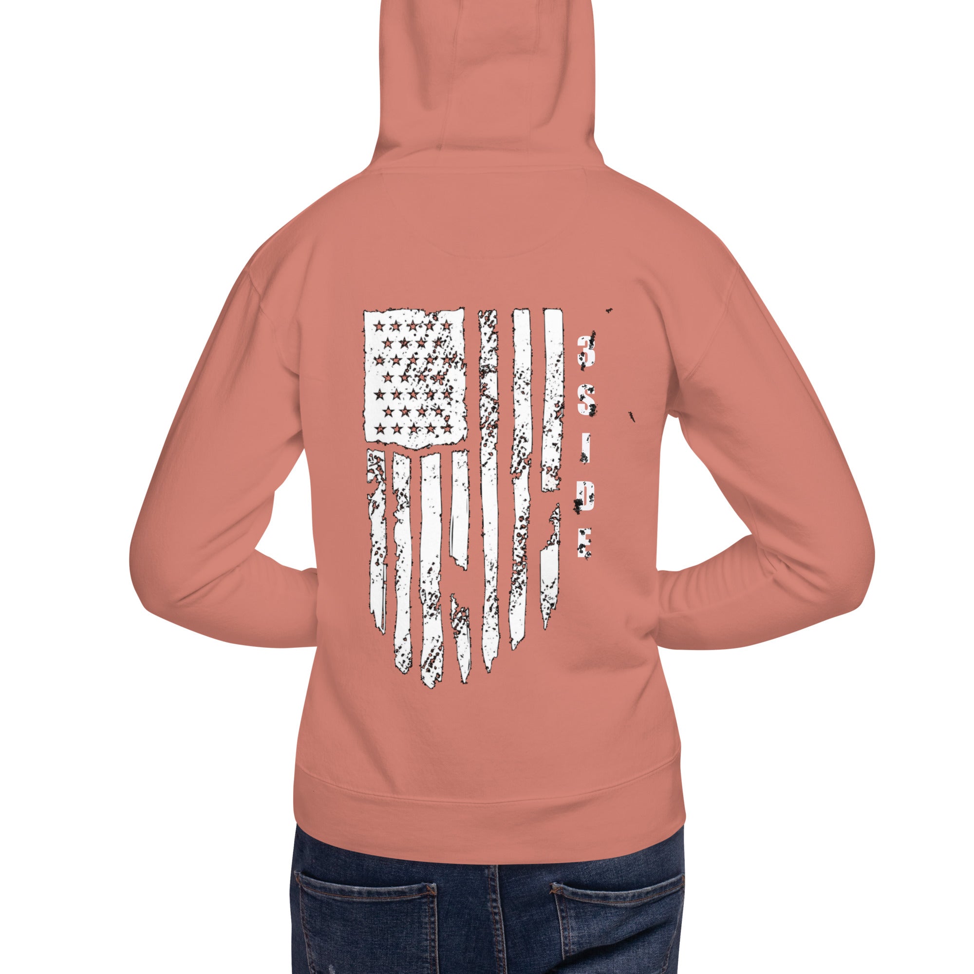 3SIDE SHIELD MAN / TATTERED FLAG HOODIE