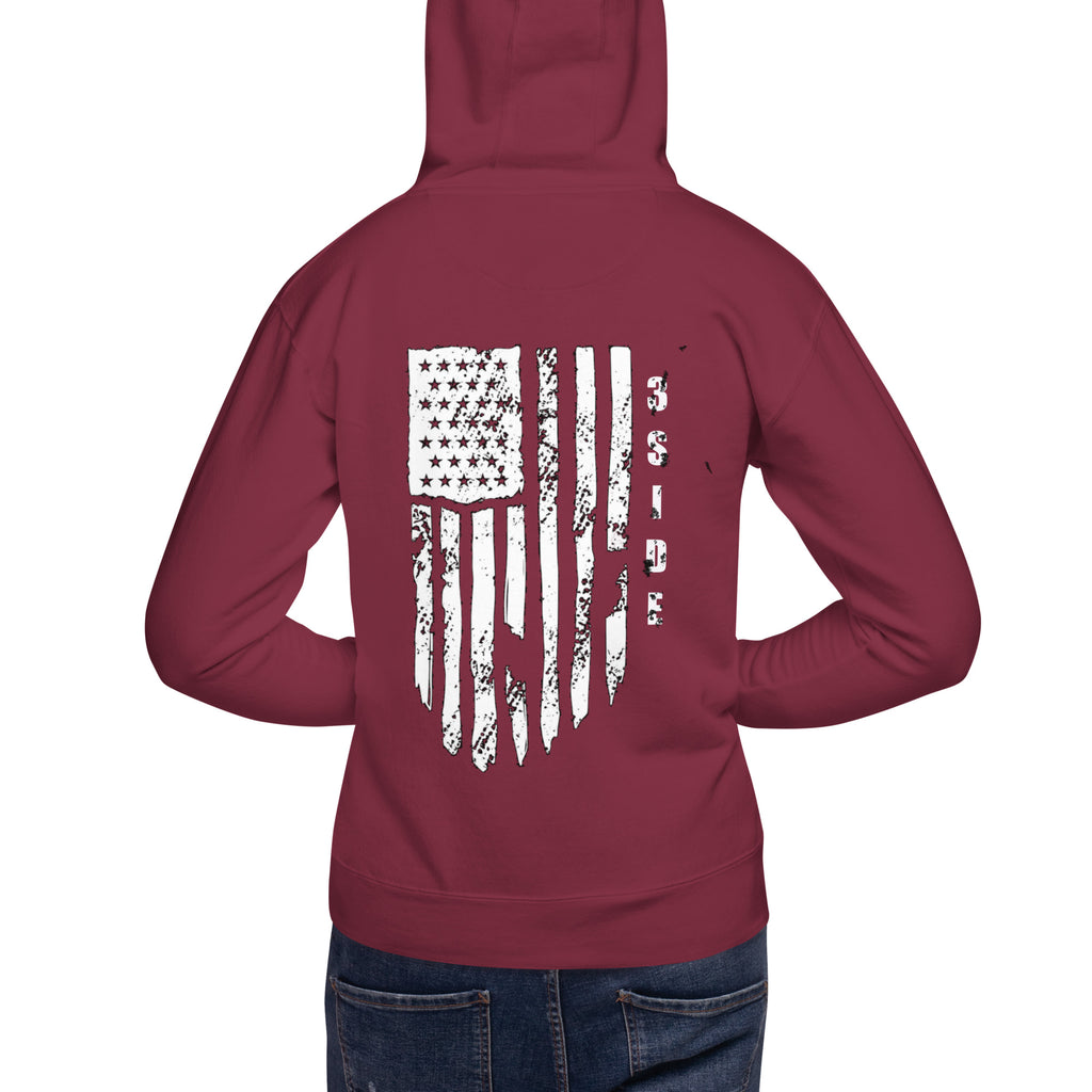 3SIDE SHIELD MAN / TATTERED FLAG HOODIE