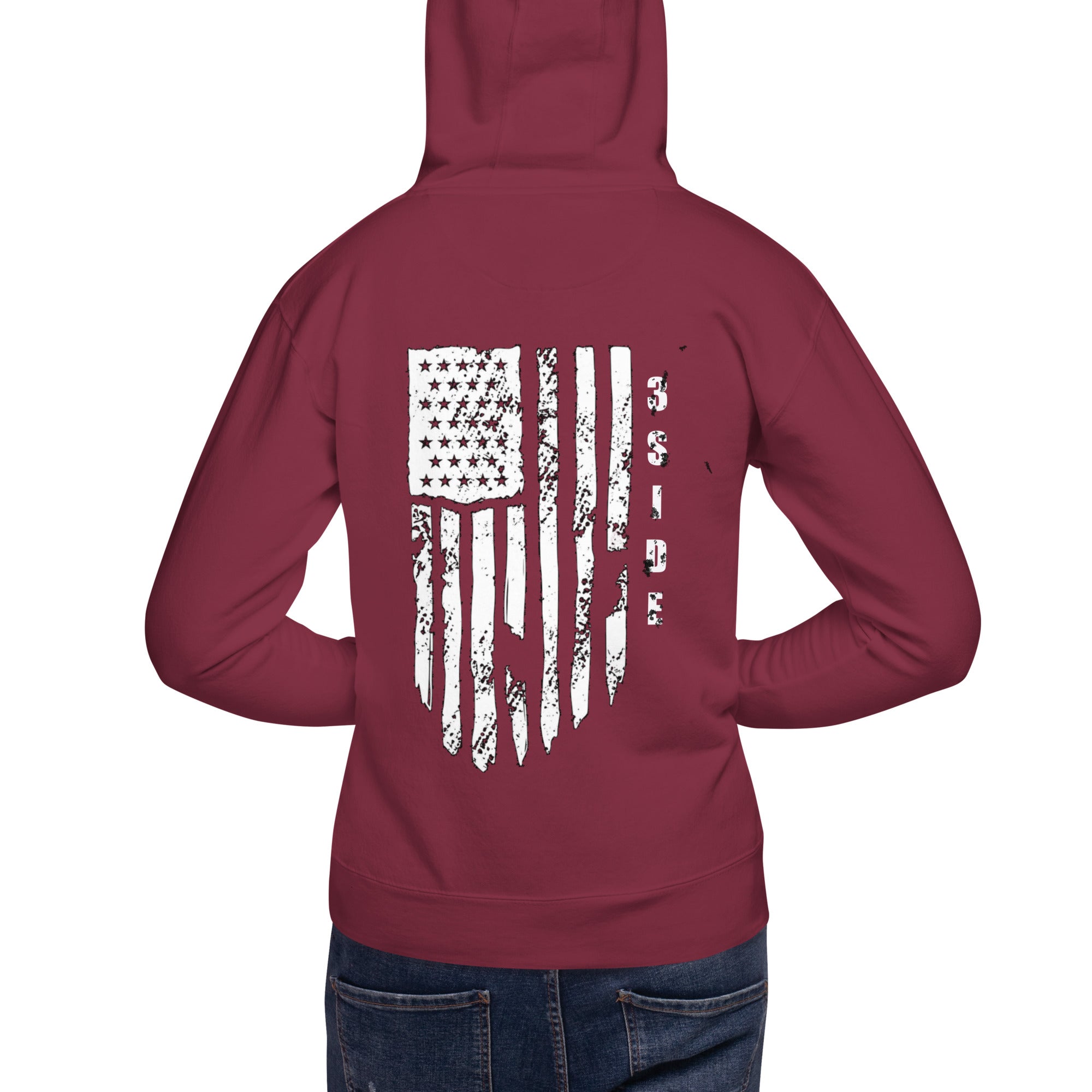 3SIDE SHIELD MAN / TATTERED FLAG HOODIE