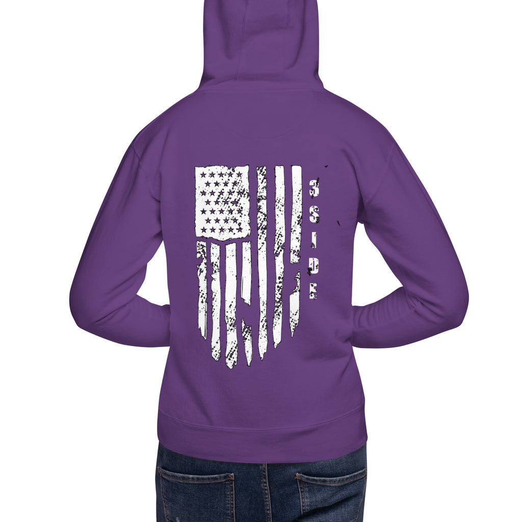 3SIDE SHIELD MAN / TATTERED FLAG HOODIE