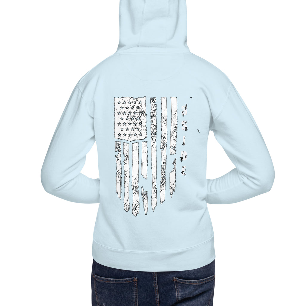 3SIDE SHIELD MAN / TATTERED FLAG HOODIE