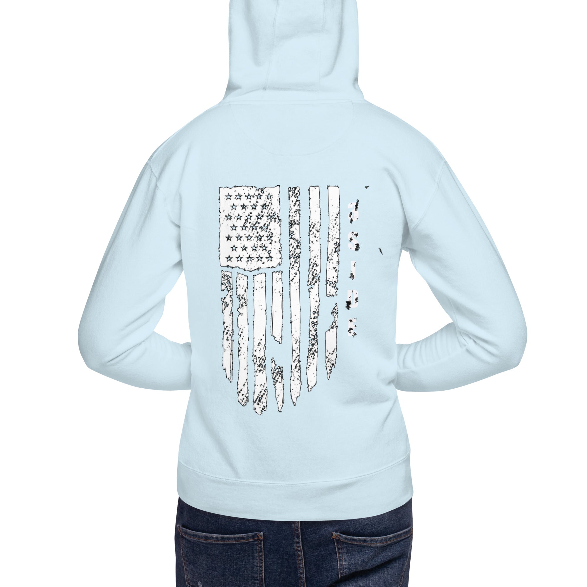 3SIDE SHIELD MAN / TATTERED FLAG HOODIE